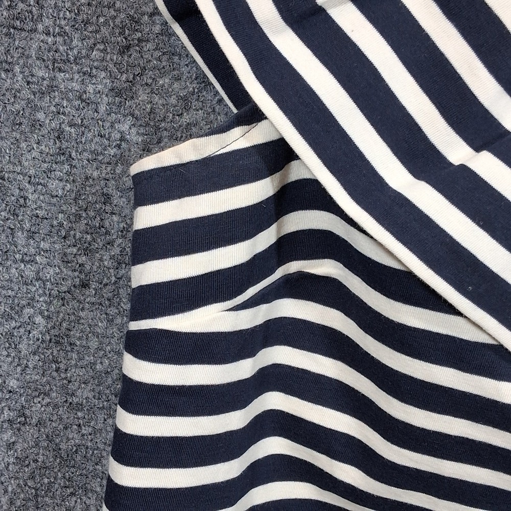 J. Crew‎ Navy Blue/White Stripe Ruffled One-Shoulder Top Size M - Picture 5 of 9
